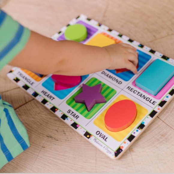 New Factory Sealed Melissa & Doug Wood Chunky Puzzle Shapes 8 Pieces - Picture 12 of 14